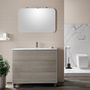 Ensemble meuble de salle de bain 3 tiroirs laqué blanc et gris et miroir à LED Oga L 100 cm