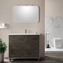 Ensemble meuble de salle de bain 3 tiroirs laqué blanc et gris oxyde et miroir à LED Oga L 100 cm