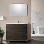 Ensemble meuble de salle de bain 3 tiroirs laqué blanc et marron et miroir à LED Oga L 100 cm