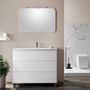 Ensemble meuble de salle de bain 3 tiroirs laqué blanc et miroir à LED Oga L 100 cm
