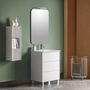 Ensemble meuble de salle de bain 3 tiroirs laqué blanc et miroir lumineux Lago L 60 cm