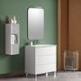 Ensemble meuble de salle de bain 3 tiroirs laqué blanc et miroir lumineux Lago L 80 cm