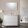 Ensemble meuble de salle de bain 3 tiroirs laqué blanc et miroir lumineux Lago L 90 cm