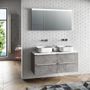 Ensemble meuble de salle de bain 4 tiroirs bois effet béton et miroir lumineux Malo L 120 cm