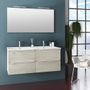 Ensemble meuble de salle de bain 4 tiroirs bois gris clair et miroir à LED Malo L 120 cm