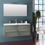 Ensemble meuble de salle de bain 4 tiroirs bois gris et miroir à LED Malo L 120 cm