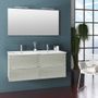 Ensemble meuble de salle de bain 4 tiroirs bois beige et miroir à LED Malo L 120 cm