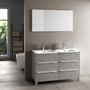 Ensemble meuble de salle de bain 6 tiroirs bois gris et miroir Malo L 120 cm