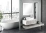 Ensemble meuble de salle de bain blanc et effet béton avec colonne et miroir lumineux Selb L 90 cm
