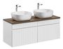Ensemble meuble de salle de bain EMBLEMATIC 120 cm – Double vasque ronde – Blanc mat et chêne marron