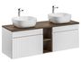Ensemble meuble de salle de bain EMBLEMATIC 140 cm – Double vasque ronde en céramique – Blanc mat et chêne marron
