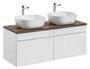 Ensemble meuble de salle de bain EMBLEMATIC 160 cm – Double vasque ronde – Blanc mat et chêne marron