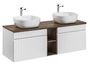 Ensemble meuble de salle de bain EMBLEMATIC 180 cm – Double vasque ronde – Blanc mat et chêne marron