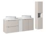 Ensemble meuble salle de bain suspendu 170 cm NOVA – Double vasque ovale blanche, colonne et rangements