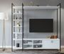 Ensemble meuble TV et bibliothèque bois blanc et noir Viza 180 cm