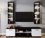 Ensemble modulable meuble TV avec bibliothèque et étagère bois blanc et noir Likaz 180 cm