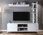 Ensemble modulable meuble TV avec bibliothèque et étagère bois blanc Likaz 180 cm