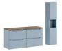 Ensemble salle de bain suspendu NOVA Denim 150 cm – Design contemporain et rangements élégants avec plan Chêne Casella