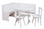 Ensemble table avec banc et chaises pin massif vernis blanc Vencia