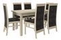 Ensemble table extensible 140/180 cm et 6 chaises en bois clair sonoma et tissu gris foncé Komba