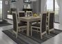 Ensemble table extensible 140/180 cm et 6 chaises en bois clair sonoma et tissu gris foncé Komba