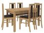 Ensemble table extensible 140/180 cm et 6 chaises en bois clair de hêtre et tissu noir Louiza