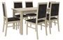 Ensemble table extensible 140/180 cm et 6 chaises en bois clair sonoma et tissu gris foncé Klarika