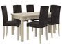 Ensemble table extensible 140/180 cm et 6 chaises en bois clair sonoma et tissu gris foncé Zakria