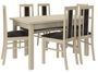 Ensemble table extensible 140/180 cm et 6 chaises en bois clair sonoma et tissu noir Louiza