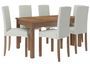 Ensemble table extensible 140/180 cm et 6 chaises en bois marron et tissu beige clair Zakria