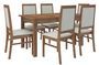 Ensemble table extensible 140/180 cm et 6 chaises en bois marron et tissu gris clair Klarika
