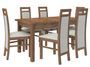 Ensemble table extensible 140/180 cm et 6 chaises en bois marron et tissu gris clair Mouka