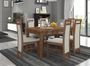 Ensemble table extensible 140/180 cm et 6 chaises en bois marron et tissu gris clair Mouka