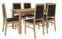 Ensemble table extensible 140/180 cm et 6 chaises en bois naturel et tissu noir Klarika