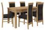 Ensemble table extensible 140/180 cm et 6 chaises en bois naturel et tissu noir Valka