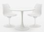 Ensemble table ronde 60 cm et 2 chaises pivotantes blanches avec coussin similicuir Tulipa