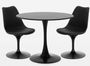 Ensemble table ronde 60 cm et 2 chaises pivotantes noires avec coussin similicuir Tulipa