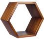 Etagère murale hexagonale KRETOS – Bois massif marron – 40 cm