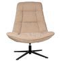 Fauteuil assise large rotatif à 360º tissu beige matelassé FARMA