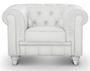 Fauteuil Chesterfield imitation cuir blanc British
