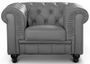 Fauteuil Chesterfield imitation cuir gris British