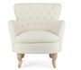 Fauteuil chesterfield ORIA – Coton matelassé jaune & pieds en bois naturel