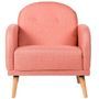 Fauteuil chic tissu rose et pieds bois clair BONKA