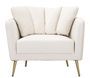 Fauteuil crème design tissu et pieds métal doré KIEV