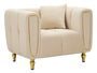 Fauteuil crème velours matelassé élégant Alma