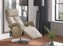 Fauteuil de relaxation électrique avec têtière manuelle en cuir beige Balbo