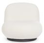 Fauteuil design pivotant tissu doux bouclé blanc et pieds acier noir MAGGY