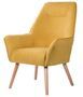 Fauteuil dossier haut style scandinave tissu jaune moutarde Baky 74 cm