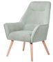Fauteuil dossier haut style scandinave tissu vert menthe Baky 74 cm