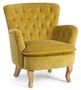 Fauteuil en coton jaune et pieds en bois naturel Oria